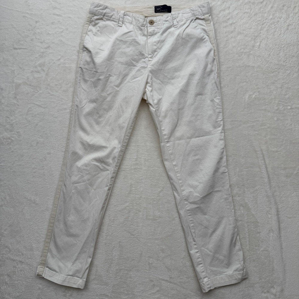 Gap Chino‎ Pants Womens 8 Off-White Straight Leg Side Stripe Stretch Casual